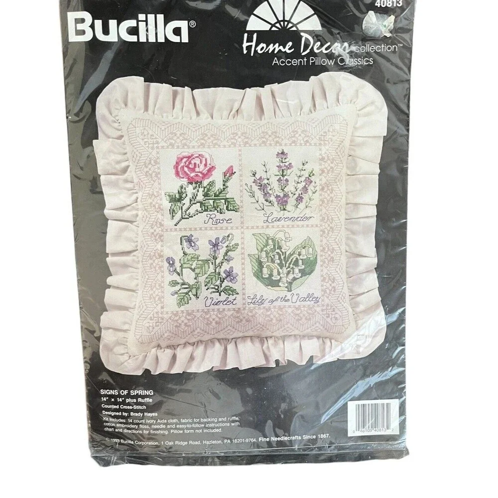Bucilla Home Decor Accent Pillow Signs of Spring Cross Stitch Kit